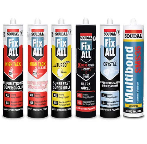 Soudal SMX polimer ve Fix All hibrit yapıştırıcı ürün grubu